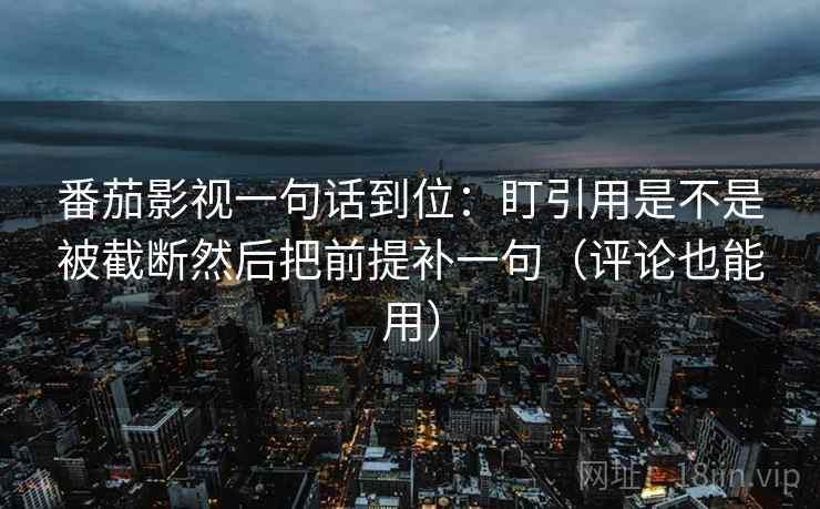 番茄影视一句话到位：盯引用是不是被截断然后把前提补一句（评论也能用）