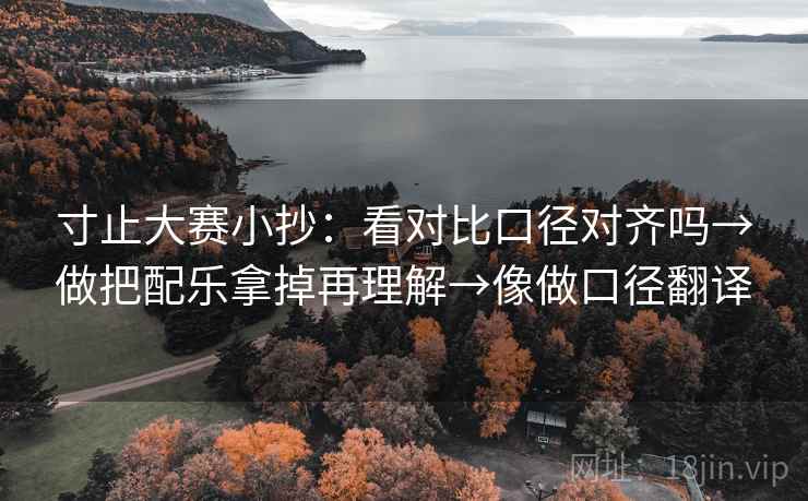 寸止大赛小抄:看对比口径对齐吗→做把配乐拿掉再理解→像做口径翻译 寸止大赛小抄:看对比口径对齐吗→做把配乐拿掉再理解→像做口径翻译