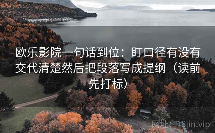 欧乐影院一句话到位:盯口径有没有交代清楚然后把段落写成提纲(读前先打标) 欧乐影院一句话到位:盯口径有没有交代清楚然后把段落写成提纲(读前先打标)